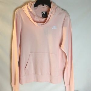 NWT Nike Hoodie Womens Medium Pink Mock Neck  Pullover Sweatshirt